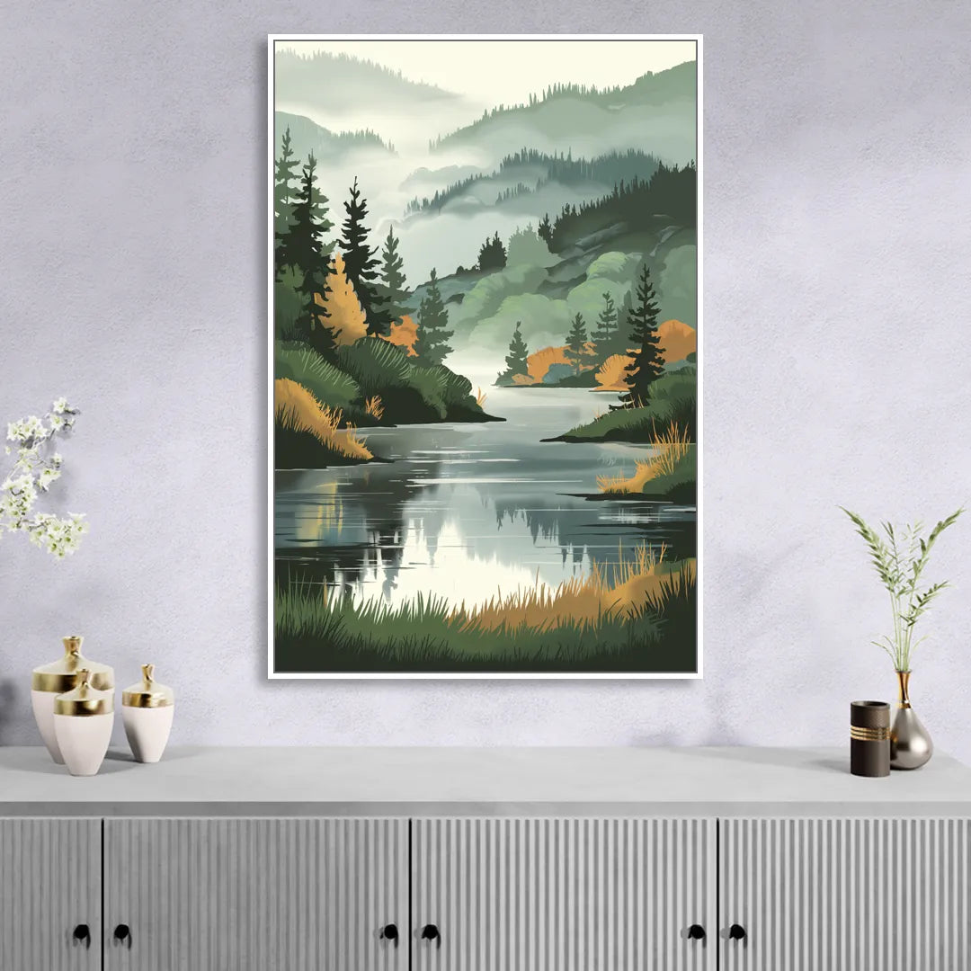 Ontario Lake Reflections Sitting Room - White Canvas Wall Art