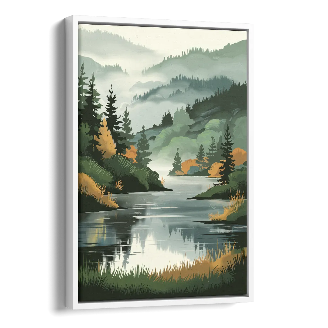 Ontario Lake Reflections Side - White Canvas Wall Art