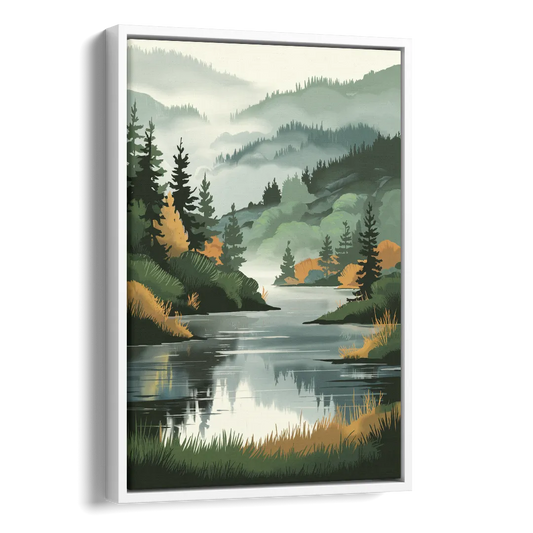 Ontario Lake Reflections Side - White Canvas Wall Art