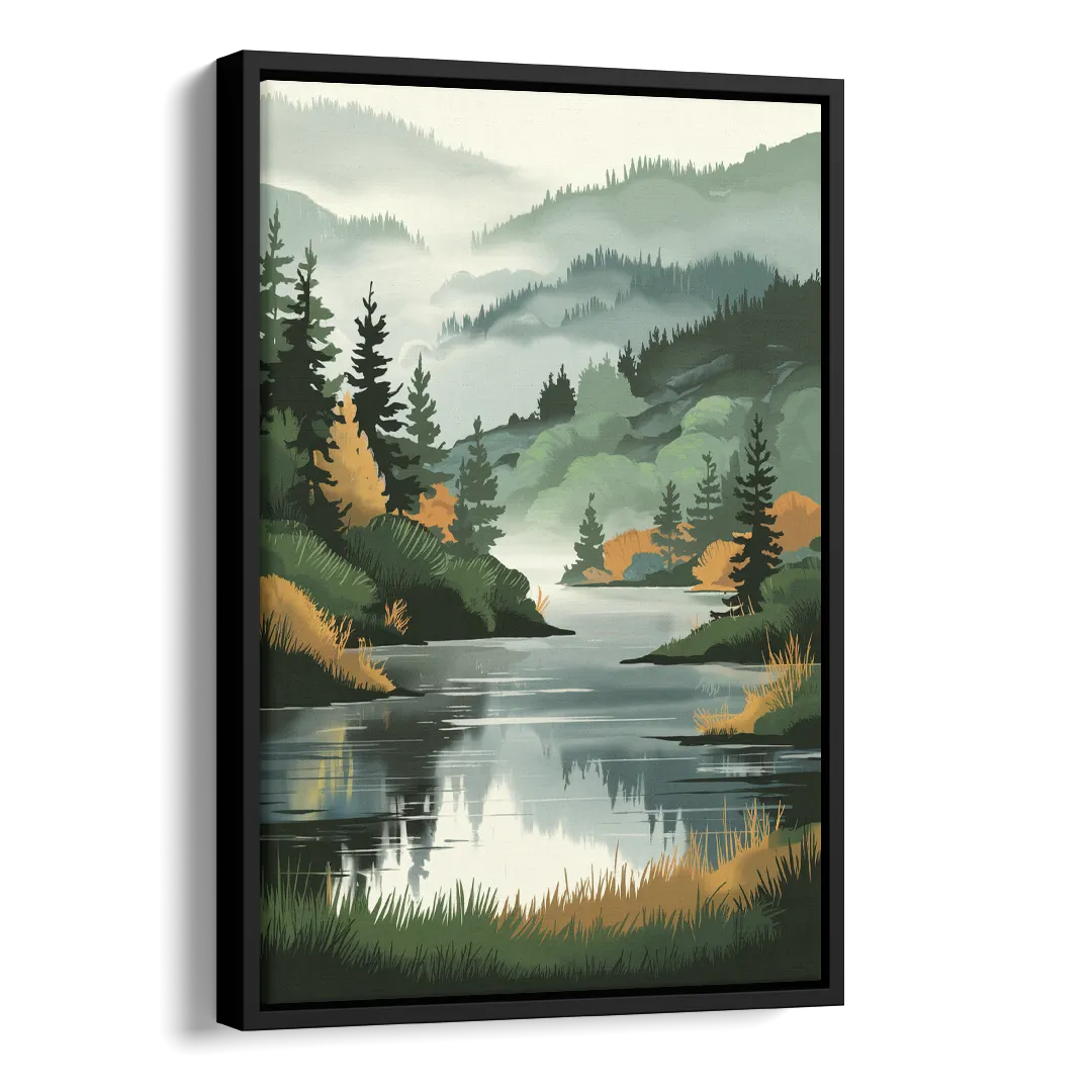 Ontario Lake Reflections Side - Black Canvas Wall Art