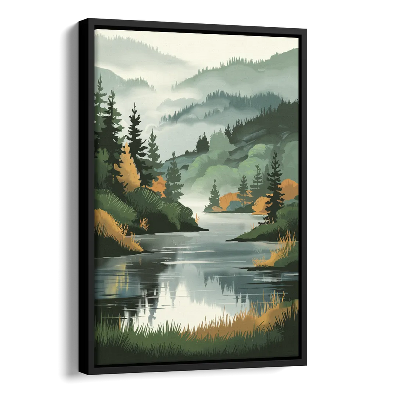 Ontario Lake Reflections Side - Black Canvas Wall Art