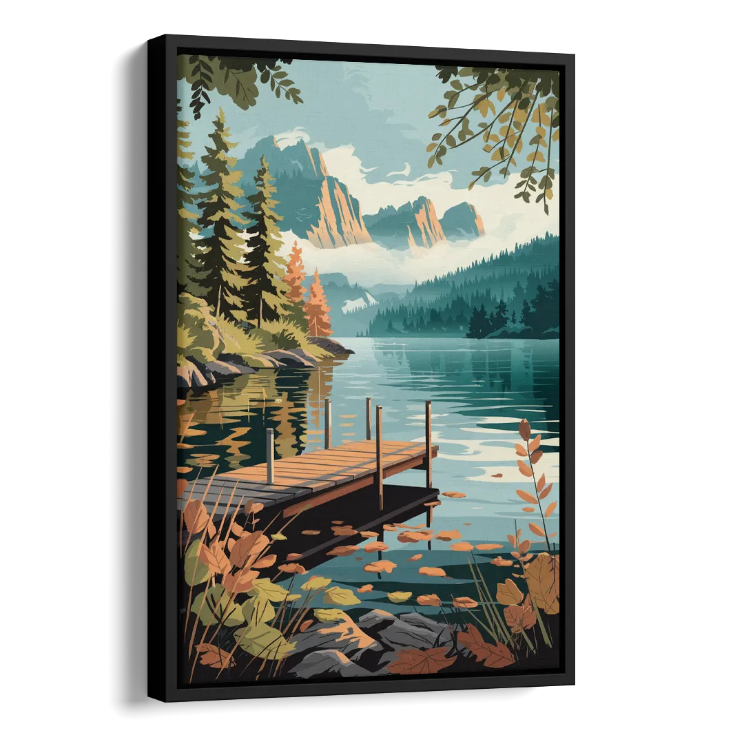 Ontario Lakeside Bliss Side - Black Canvas Wall Art