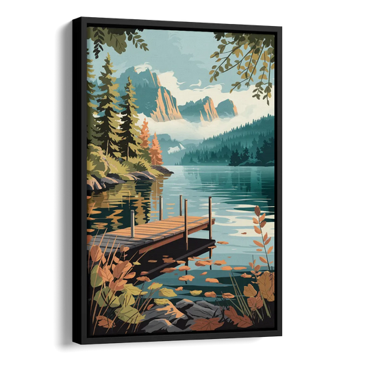 Ontario Lakeside Bliss Side - Black Canvas Wall Art
