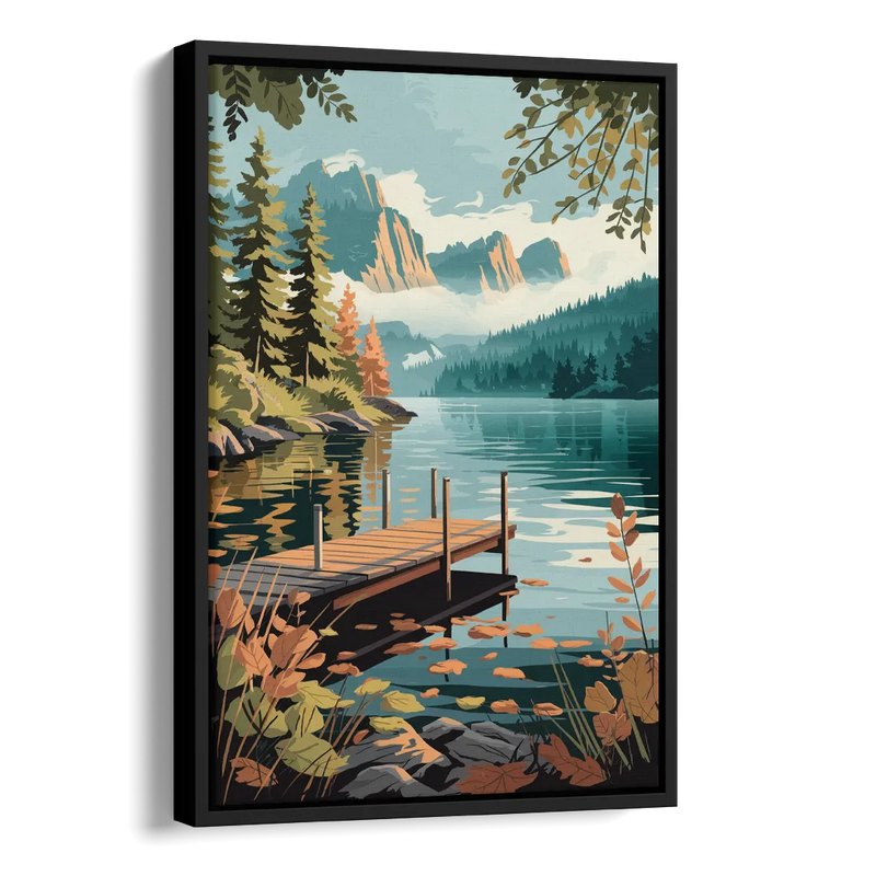 Ontario Lakeside Bliss Side - Black Canvas Wall Art