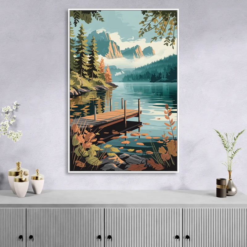 Ontario Lakeside Bliss Living Room - White Canvas Wall Art