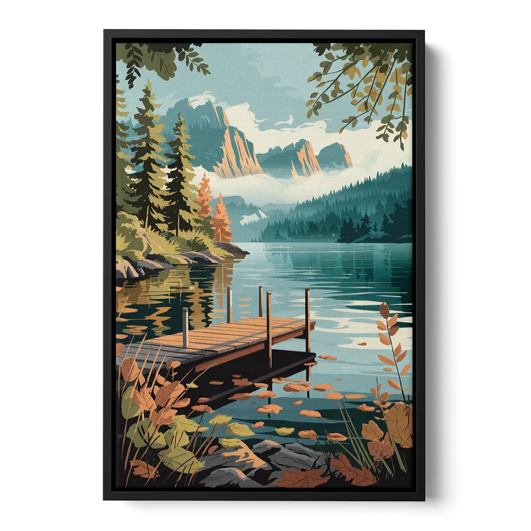 Ontario Lakeside Bliss Front - Black Canvas Wall Art