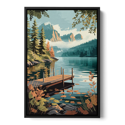 Ontario Lakeside Bliss Front - Black Canvas Wall Art