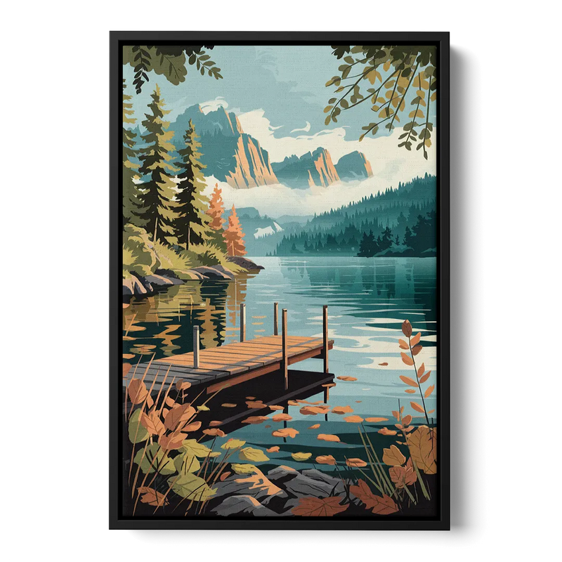 Ontario Lakeside Bliss Front - Black Canvas Wall Art