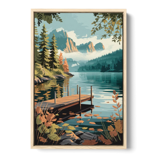 Ontario Lakeside Bliss - Oak Framed Canvas Wall Art - Front