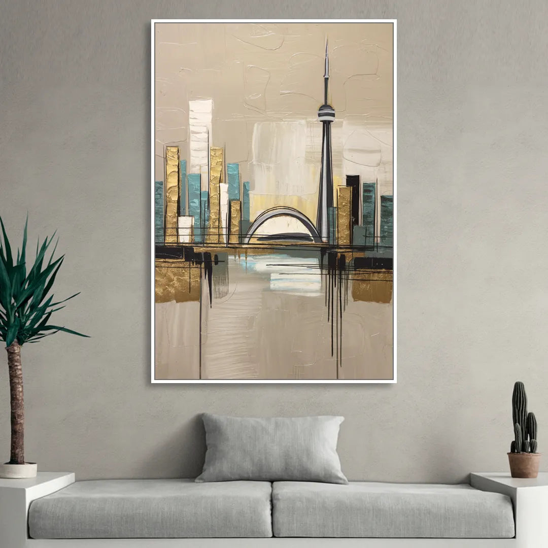 Ontario Urban Charm Living Room - White Canvas Wall Art
