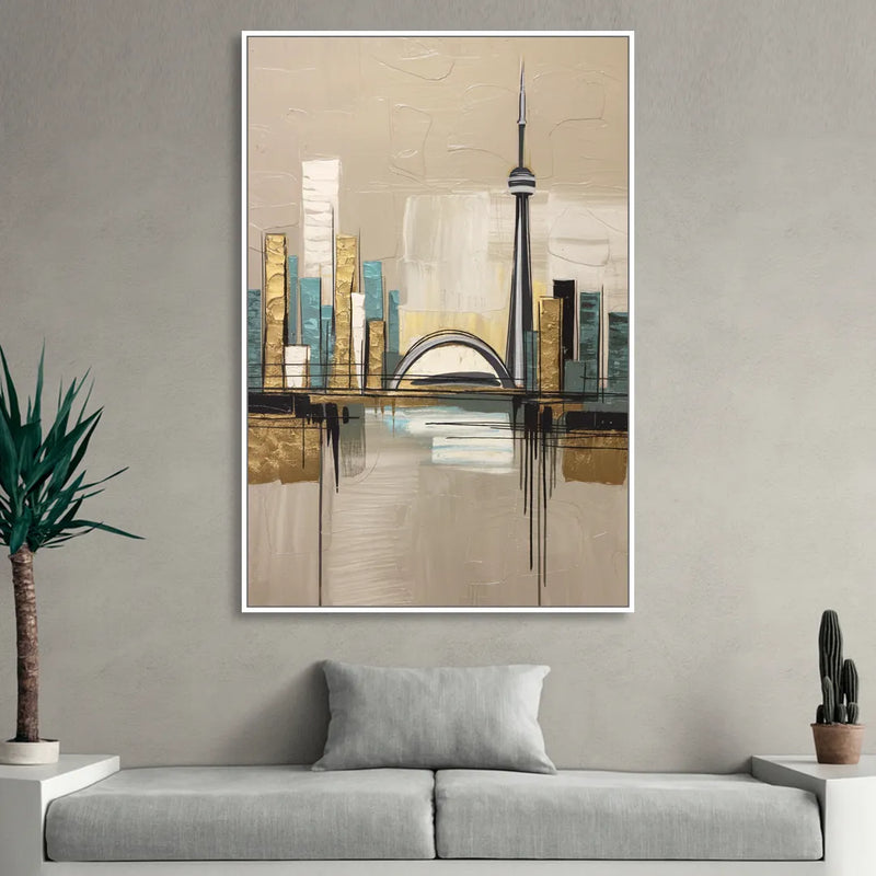 Ontario Urban Charm Living Room - White Canvas Wall Art