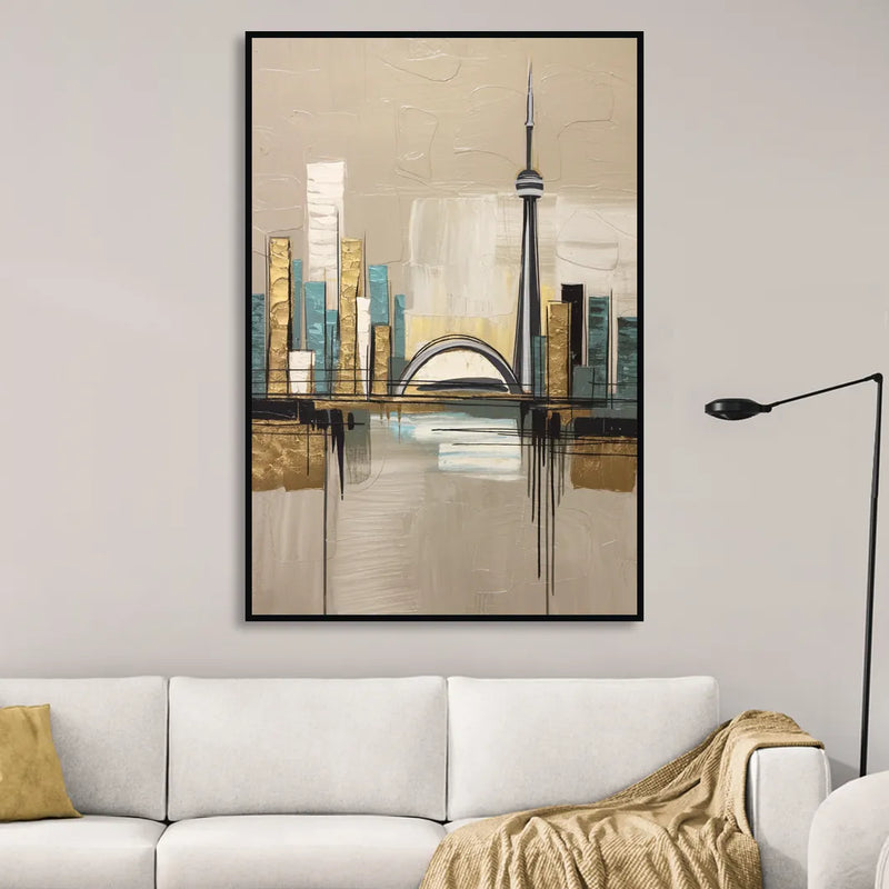 Ontario Urban Charm Living Room - Black Canvas Wall Art