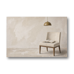 Open Book Painting on a Cream Side Chair - Canvas Wall Art - Front