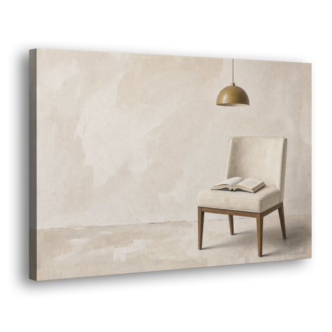 Open Book Painting on a Cream Side Chair - Canvas Wall Art - Side