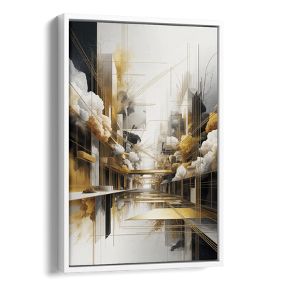 Opulent Abstract Elegance White and Gold Side - White Canvas Wall Art