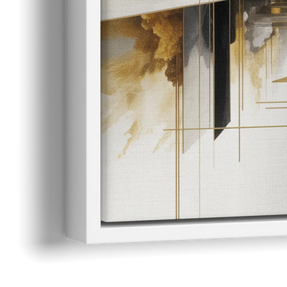 Opulent Abstract Elegance White and Gold - Close-Up White Frame Canvas