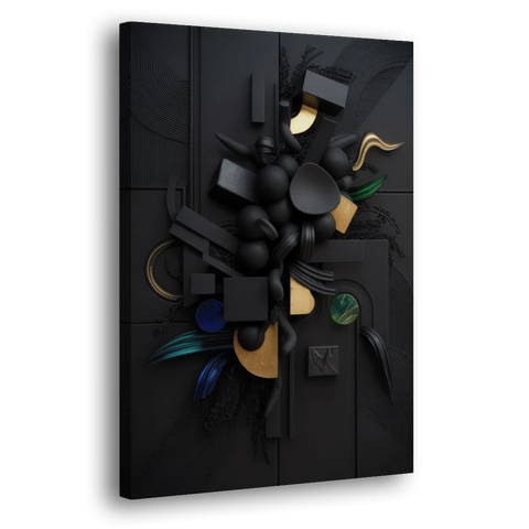 Opulent Contrast Black Abstract - Canvas Wall Art - Side