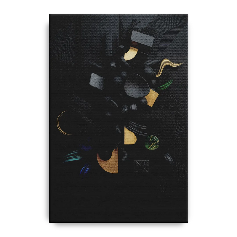 Opulent Contrast Black Abstract Front - Canvas Wall Art