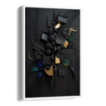 Opulent Contrast Black Abstract Side - White Canvas Wall Art