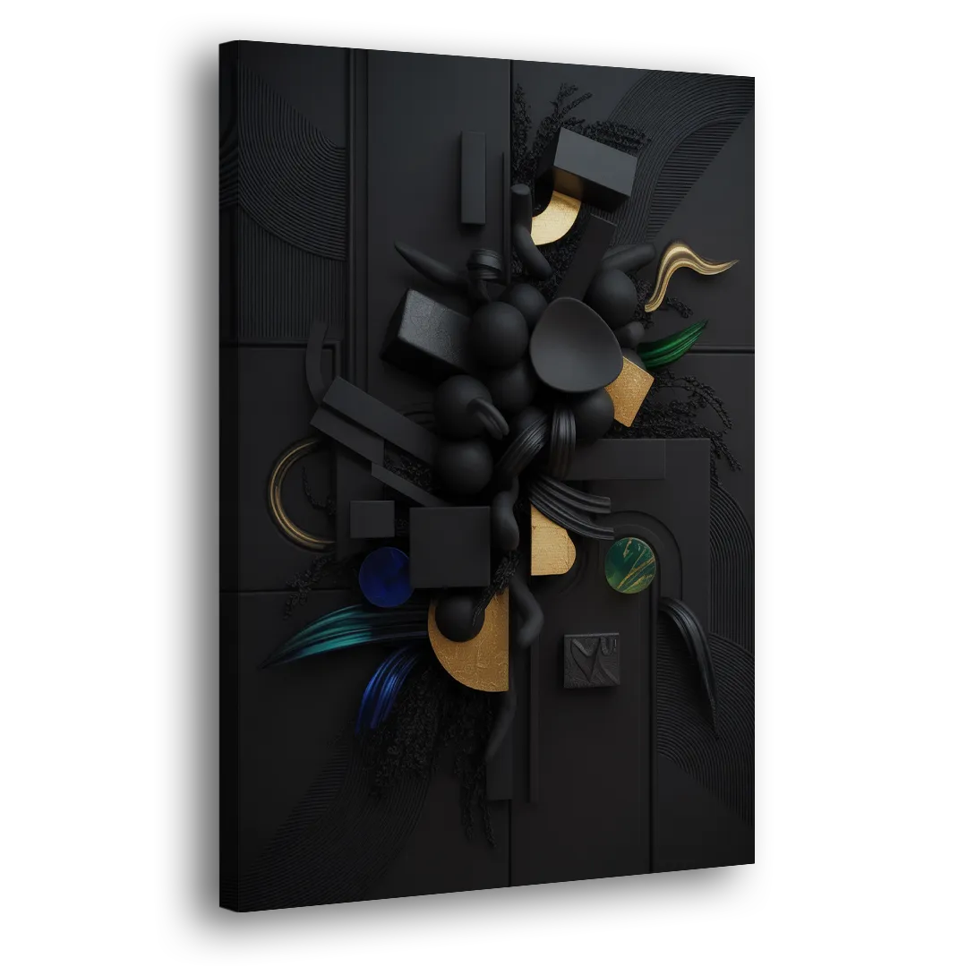 Opulent Contrast Black Abstract Side - Canvas Wall Art