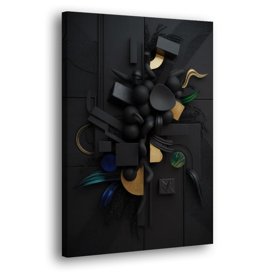 Opulent Contrast Black Abstract Side - Canvas Wall Art