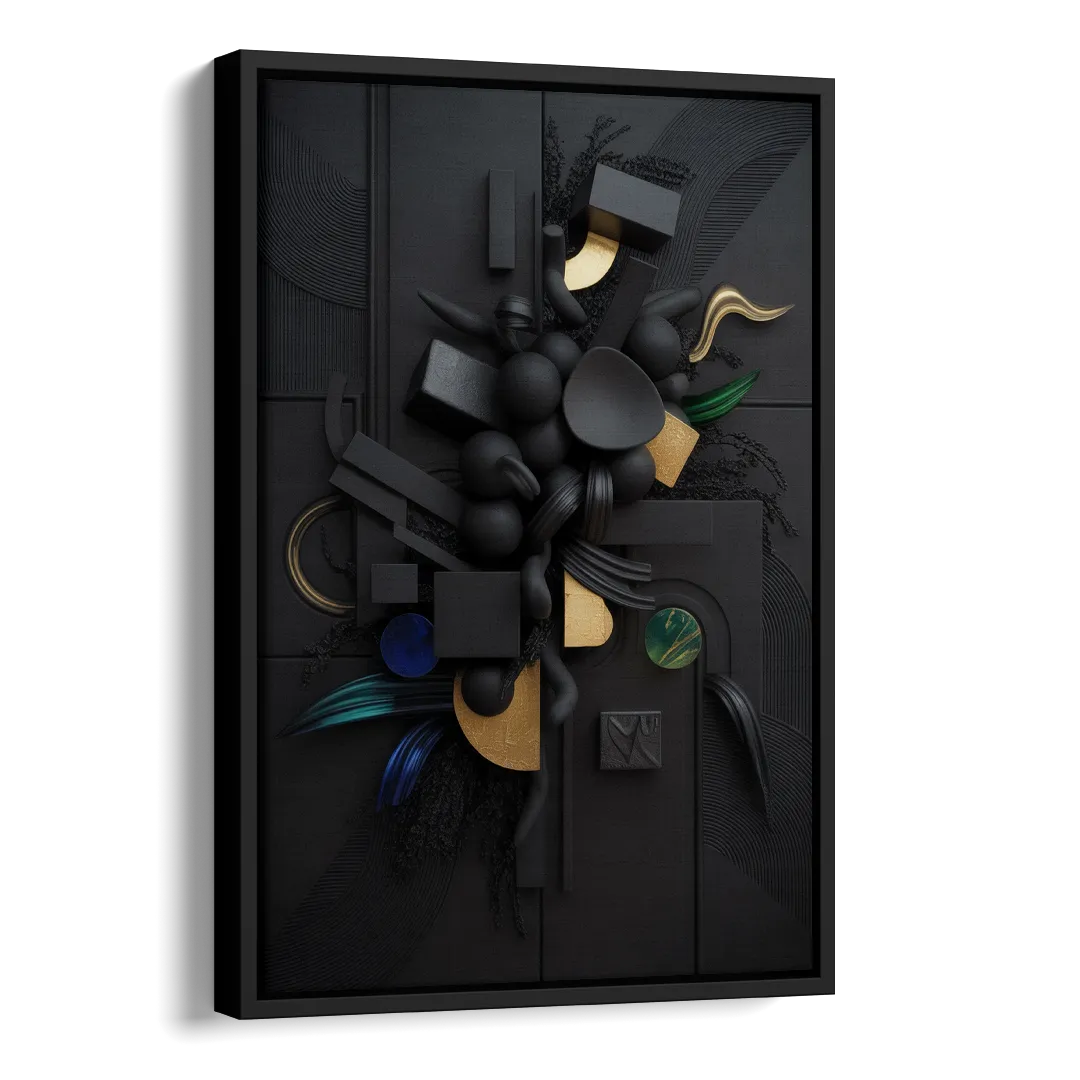 Opulent Contrast Black Abstract Side - Black Canvas Wall Art