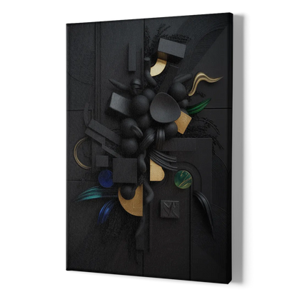 Opulent Contrast Black Abstract - Canvas Print Art Sides