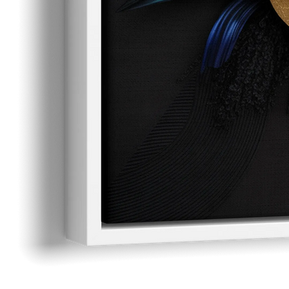 Opulent Contrast Black Abstract - Close-Up White Frame Canvas