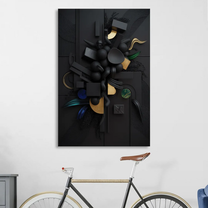 Opulent Contrast Black Abstract Living Room - Canvas Wall Art