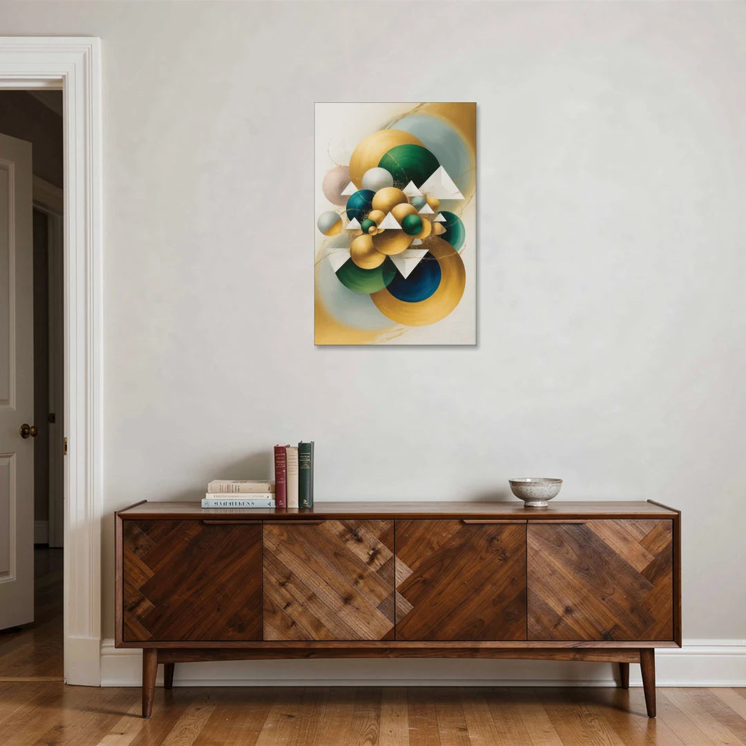 Opulent Floating Forms Gold Abstract - Canvas Wall Art - Coffee Table - 24x36