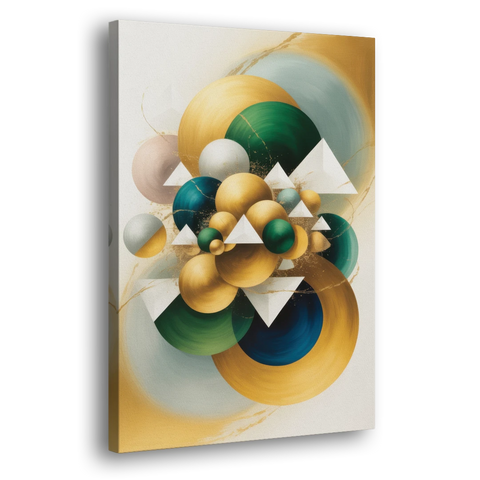 Opulent Floating Forms Gold Abstract - Canvas Wall Art - Side