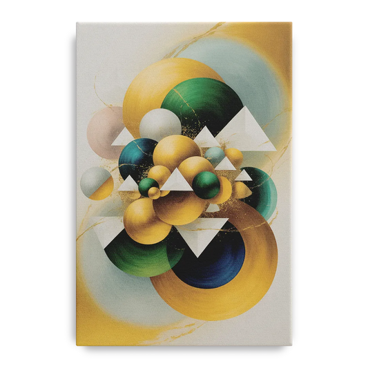 Opulent Floating Forms Gold Abstract - Canvas Wall Art