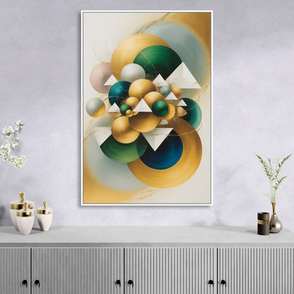 Opulent Floating Forms Gold Abstract Living Room - White Canvas Wall Art