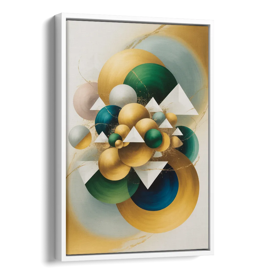 Opulent Floating Forms Gold Abstract Side - White Canvas Wall Art