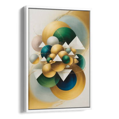 Opulent Floating Forms Gold Abstract Side - White Canvas Wall Art