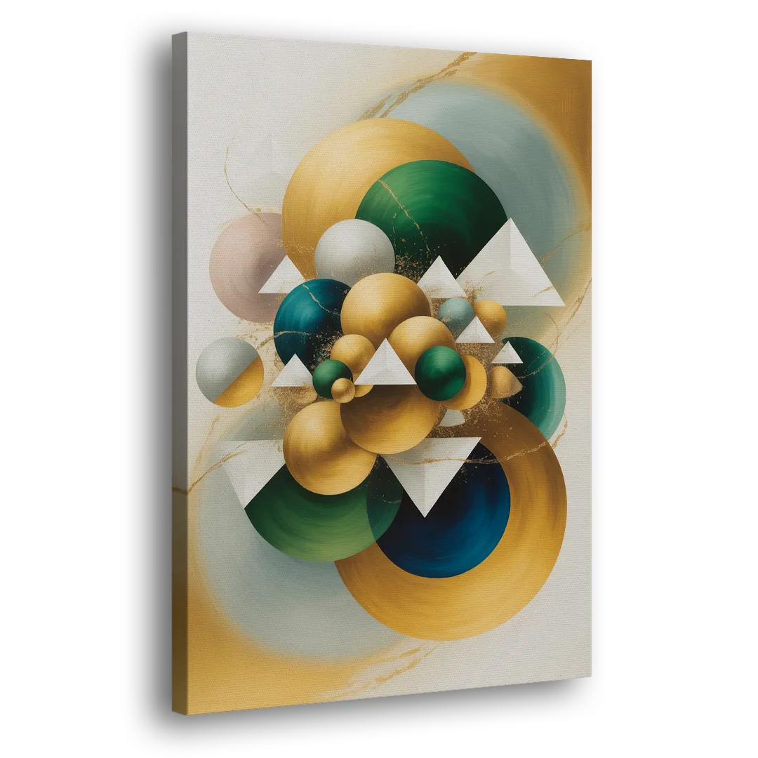 Opulent Floating Forms Gold Abstract Side - Canvas Wall Art