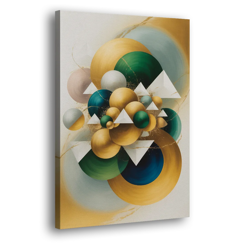 Opulent Floating Forms Gold Abstract - Canvas Wall Art