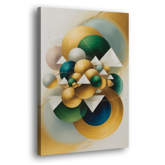 Opulent Floating Forms Gold Abstract Side - Canvas Wall Art