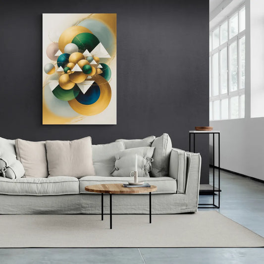 Opulent Floating Forms Gold Abstract - Canvas Wall Art Living Room