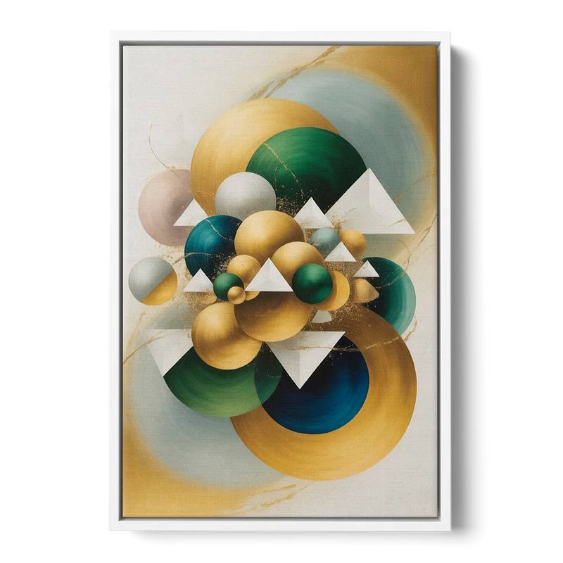 Opulent Floating Forms Gold Abstract Front - White Canvas Wall Art