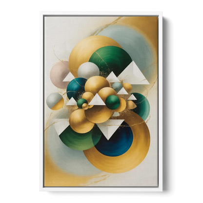 Opulent Floating Forms Gold Abstract - White Frame Canvas
