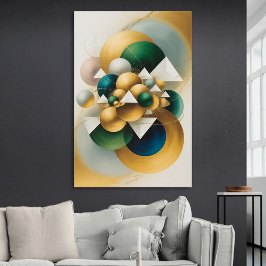 Opulent Floating Forms Gold Abstract Living Room - Canvas Wall Art