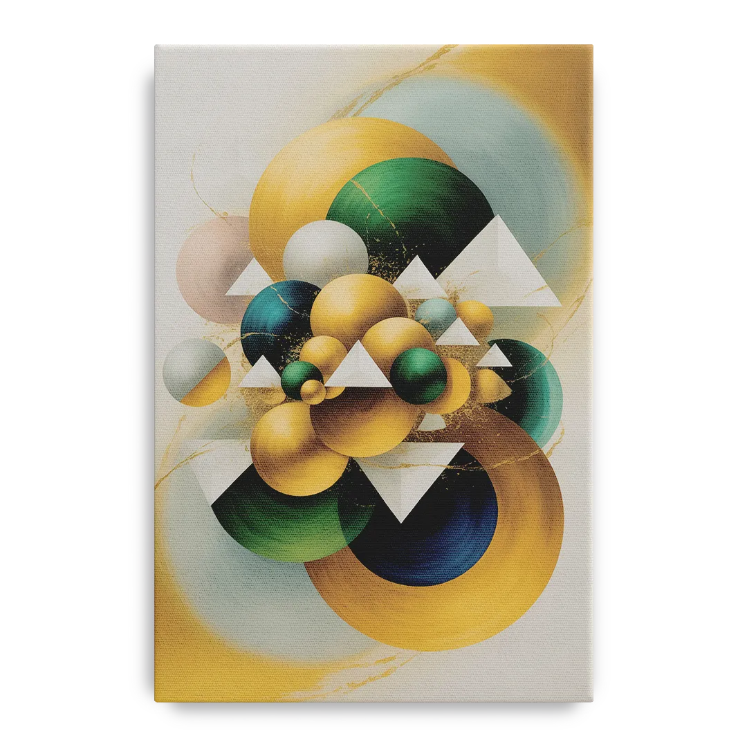 Opulent Floating Forms Gold Abstract Front - Canvas Wall Art