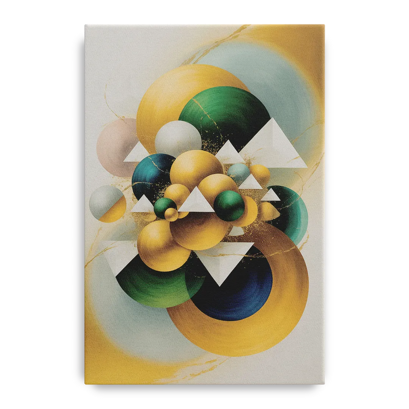 Opulent Floating Forms Gold Abstract Front - Canvas Wall Art