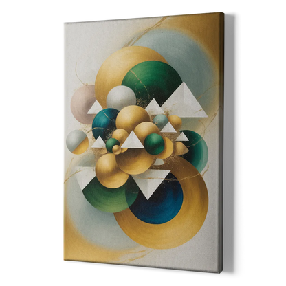 Opulent Floating Forms Gold Abstract - Canvas Print Art Sides