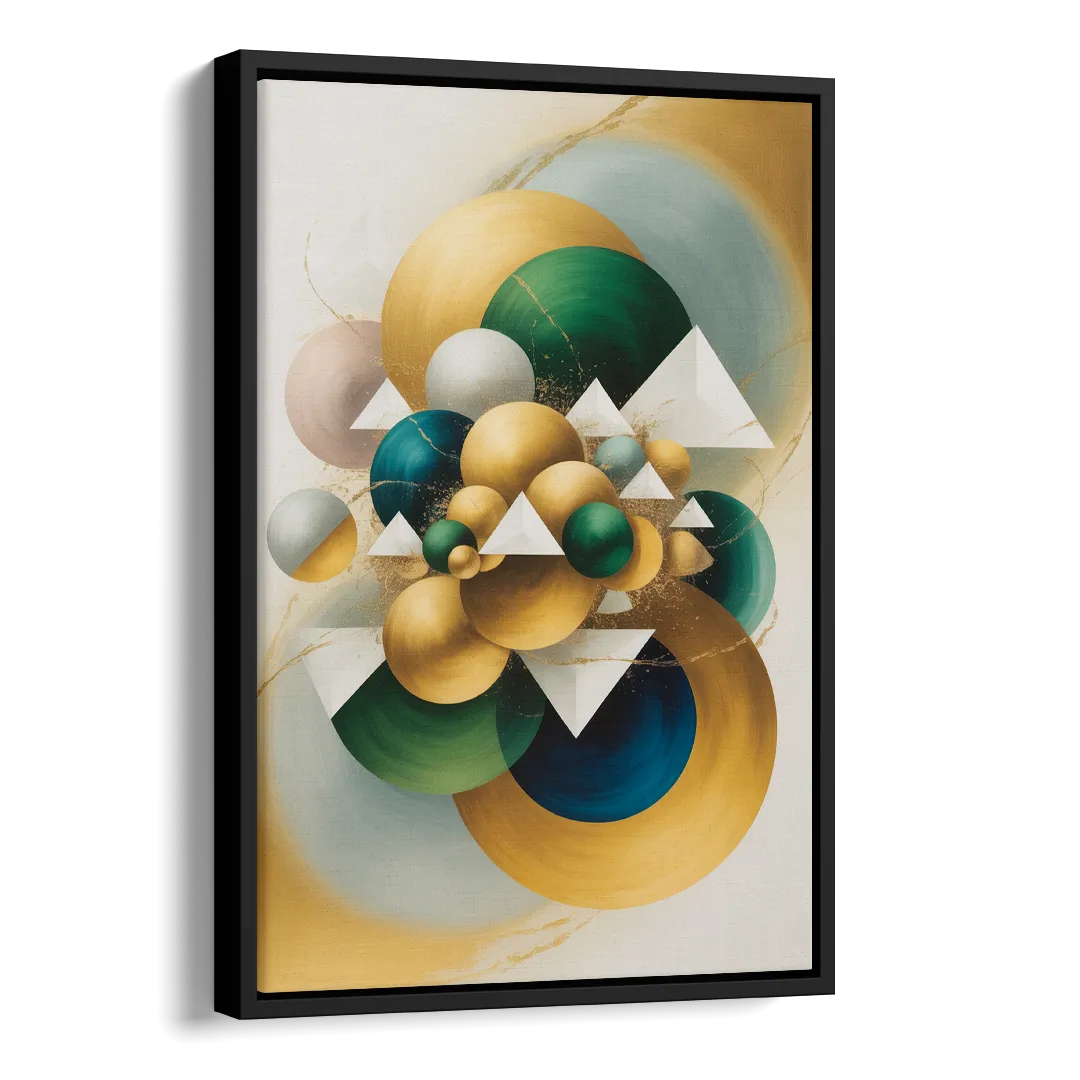 Opulent Floating Forms Gold Abstract Side - Black Canvas Wall Art