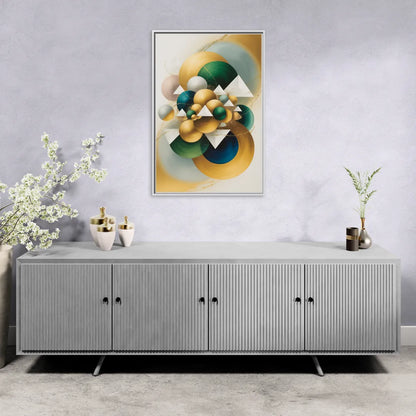 Opulent Floating Forms Gold Abstract - Living Room White Frame Canvas