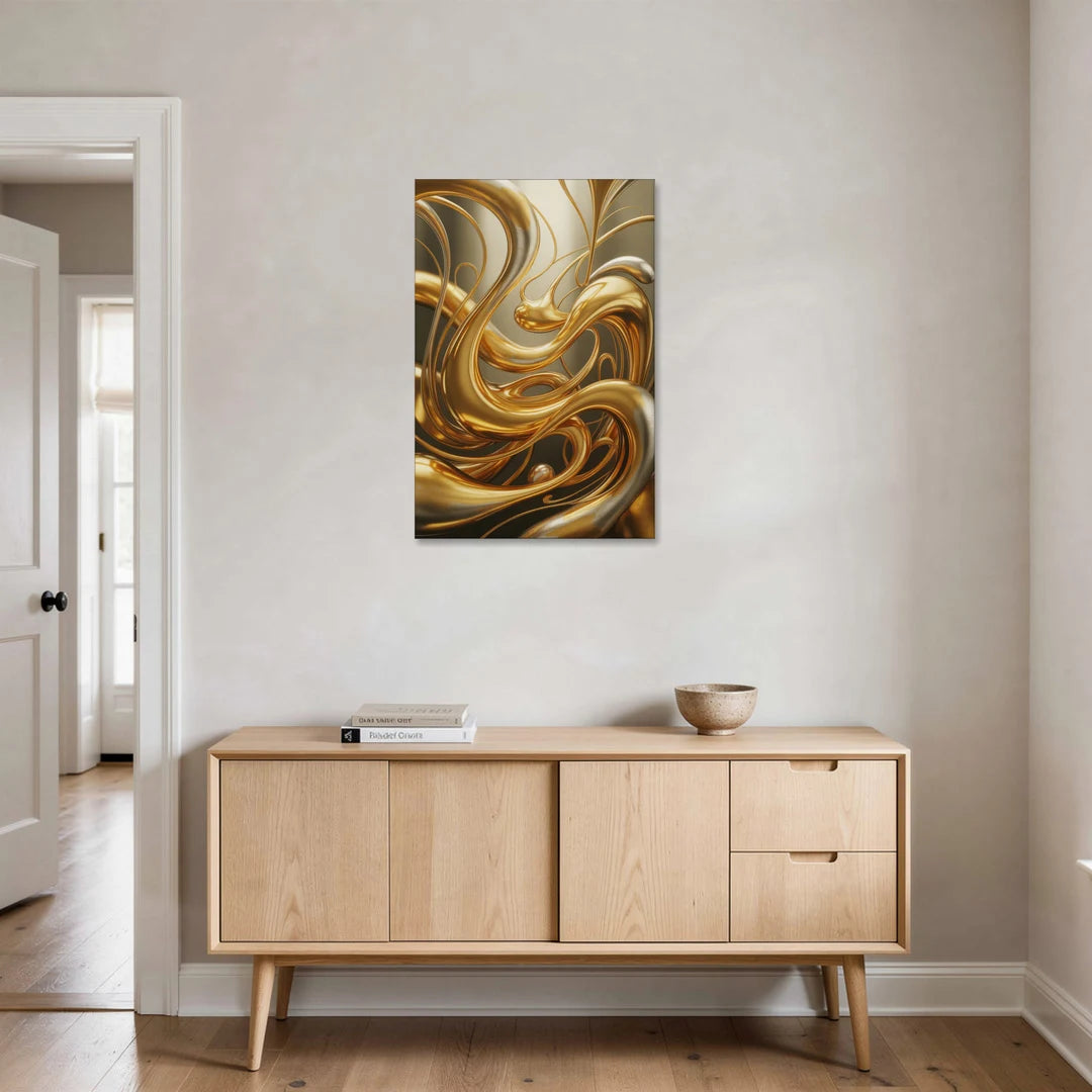 Opulent Flow Gold Abstract - Canvas Wall Art - Coffee Table - 24x36