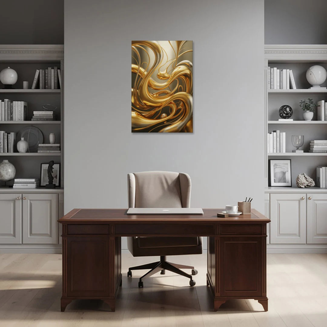 Opulent Flow Gold Abstract - Canvas Wall Art - Office - 24x36