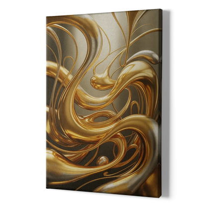 Opulent Flow Gold Abstract - Canvas Print Art Sides